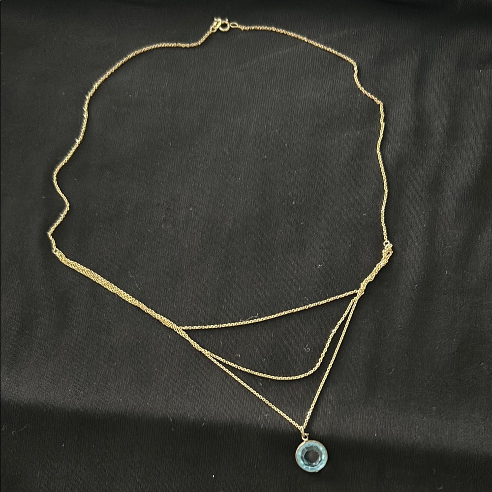 14k GOLD. Made in Italy. 3 Tier strand 14k Gold Necklace. Aqua Charm excluded - Picture 3 of 9